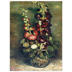 Vincent van Gogh  Vase of Hollyhocks Aluminum Print