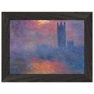 Monet Houses Parliament Sun Break Premium Wooden Framed Art Print / Poster