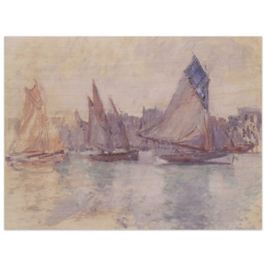 claude monet  Boats in the Port of Le Havre Wood Print