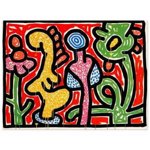 Keith Haring  FLOWERS IV 1990 N2 Wood Print