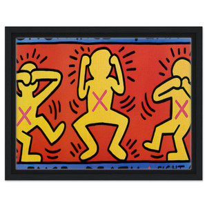Keith Haring  IGNORANCE FEAR 1989 N2 Framed Canvas
