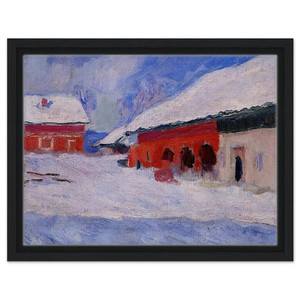 claude monet  Red Houses at Bjornegaard in the Snow Norway Framed Canvas