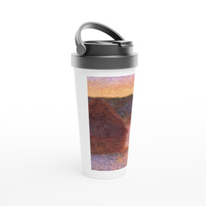 claude monet - Haystacks at Sunset Frosty Weather Travel Mug