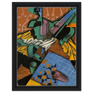 Juan Gris  PHOTOGRAPH OF VIOLIN AND CHECKERBOARD 1913 Framed Canvas
