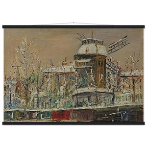 Utrillo MOULIN DE LA GALETTE UNDER THE SNOW Matte Poster with Hanger