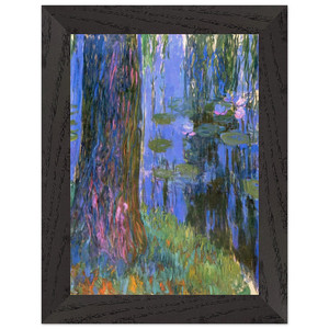 Monet Weeping Willow WaterLily Premium Wooden Framed Art Print / Poster