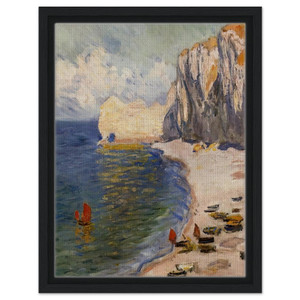 claude monet  The Beach and the Falaise dAmont Framed Canvas