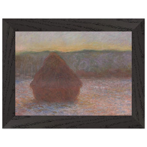 claude monet Stack of Wheat Thaw Sunset Premium Wooden Framed Art Print