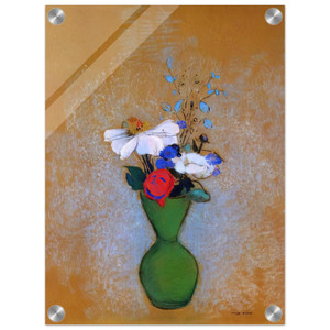 Odilon Redon  ROSE PEONY AND CORNFLOWERS IN A GREEN VASE Acrylic Print