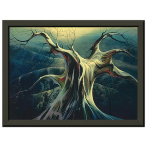 Eyvind Earle  Moonlit Tree Trunk Premium Metal Framed Art Print / Poster