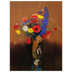 Odilon Redon  WILD FLOWERS IN A LONG NECKED VASE Wood Print