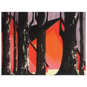 Eyvind Earle  Winter Barnyard Wood Print