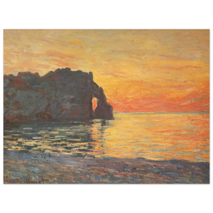 claude monet  Etretat Cliff of dAval Sunset Wood Print