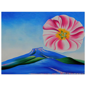 Georgia OKeeffe  Hollyhock Pink with Pedernal Aluminum Print