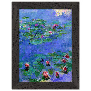 claude monet  Water Lilies Red Premium Wooden Framed Art Print / Poster