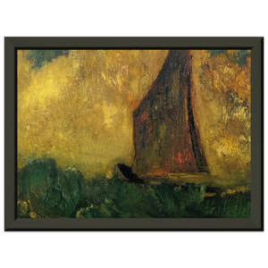 Odilon Redon  THE MYSTERIOUS BOAT Premium Metal Framed Art Print / Poster