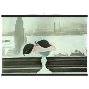 Georgia OKeeffe Pink Dish and Green Leaves Matte Poster with Hanger