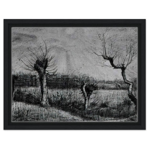 Vincent van Gogh Landscape with Willows and Sun Through Clouds Framed Canvas