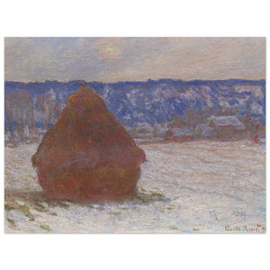 claude monet  Stack of Wheat Snow Effect Overcast Day Wood Print