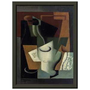 Juan Gris  GLASS AND BOTTLE Premium Metal Framed Art Print / Poster