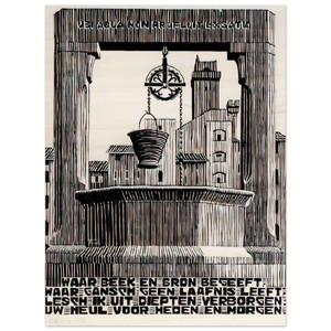 MC Escher  EMBLEMATA WELL Wood Print