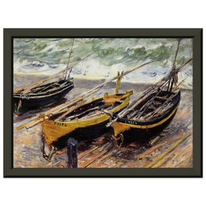 claude monet  Three Fishing Boats Premium Metal Framed Art Print / Poster