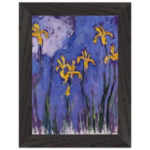 Monet Yellow Irises Pink Cloud Premium Wooden Framed Art Print / Poster