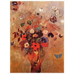 Odilon Redon  VASE WITH FLOWERS AND BUTTERFLIES Aluminum Print