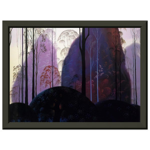 Eyvind Earle  Mauve Redand Purple Premium Metal Framed Art Print / Poster