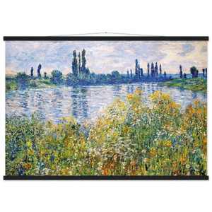 Claude Monet Flowers on Seine Vetheuil Matte Paper Poster with Hanger
