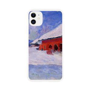 claude monet - Red Houses at Bjornegaard in the Snow Norway Clear case