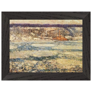 Childe Hassam  Ice on the Hudson Premium Wooden Framed Art Print / Poster