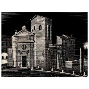 MC Escher  NOCTURNAL ROME Wood Print