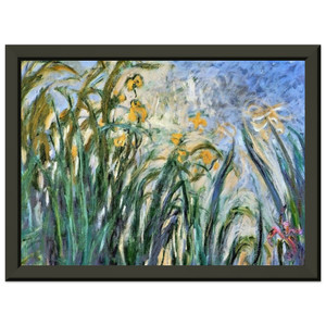claude monet  Yellow Irises and Malva Premium Metal Framed Art Print / Poster