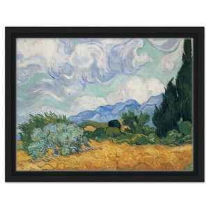 Vincent van Gogh  Wheatfield with cypress tree Framed Canvas