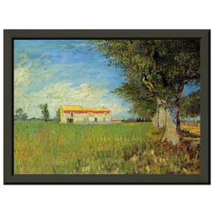 Vincent van Gogh Farmhouse in a Wheat Field Metal Framed Art Print