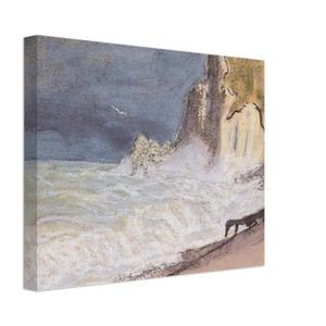 claude monet  The Manneport Etretat  Amont Cliff Rough Weather Canvas