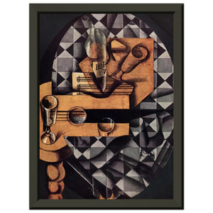 Juan Gris  GUITAR BOTTLE AND GLASS 1914 Premium Metal Framed Art Print / Poster