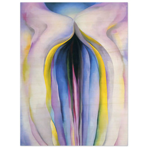 Georgia OKeeffe  Grey Line With Black Blue And Yellow Wood Print