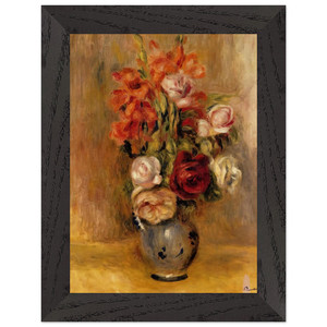 Renoir Vase of Gladiolas and Roses Premium Wooden Framed Art Print / Poster