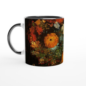 Vincent van Gogh - Vase with Zinnias Ceramic Mug with Color Inside