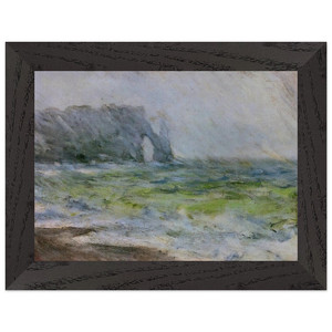 Monet: Manneport Etretat in Rain Premium Wooden Framed Art Print / Poster