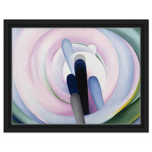 Georgia OKeeffe  Grey Blue and Black Pink Circle Framed Canvas