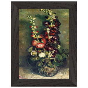 Vincent van Gogh  Vase of Hollyhocks Premium Wooden Framed Art Print / Poster