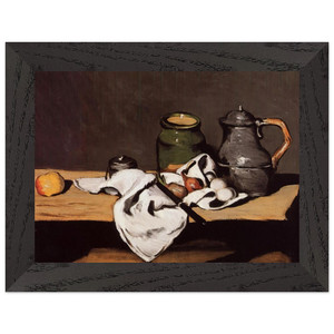 Paul Cezanne Still Life with Green Pot and Pewter Jug Wood Framed Art Print