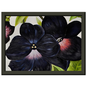 Georgia OKeeffe Black and Purple Petunias Metal Framed Art Print Poster