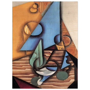 Juan Gris  BOTTLE AND GLASS ON A TABLE 1914 Wood Print