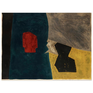 Serge Poliakoff  Composition bleue jaune et grise  1958 Wood Print
