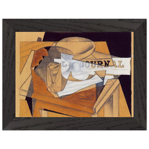 Juan Gris  BOWL GLASS AND NEWSPAPER Premium Wooden Framed Art Print / Poster