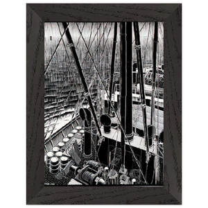 MC Escher FREIGHTER SEPTEMBER 1936 Premium Wooden Framed Art Print / Poster